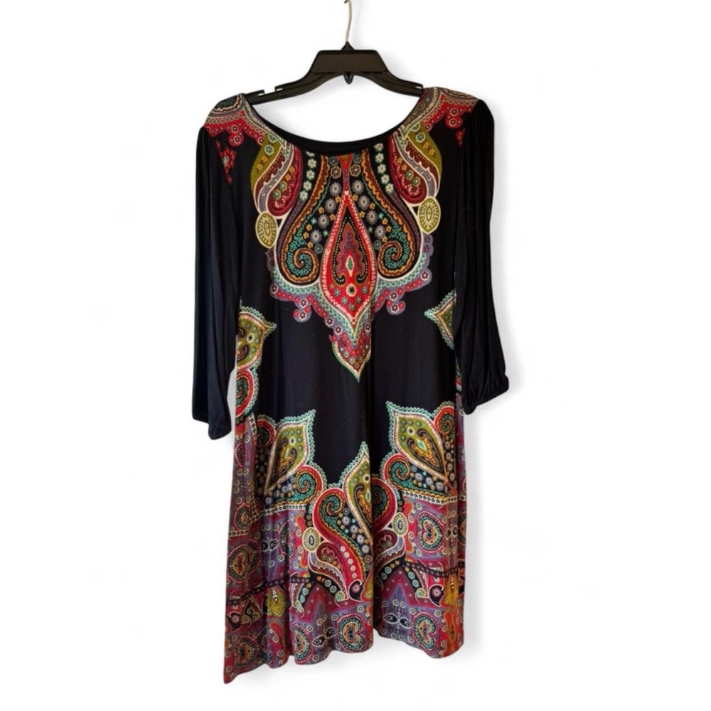 Paisley Print Women's Midi Dress - Black and Red